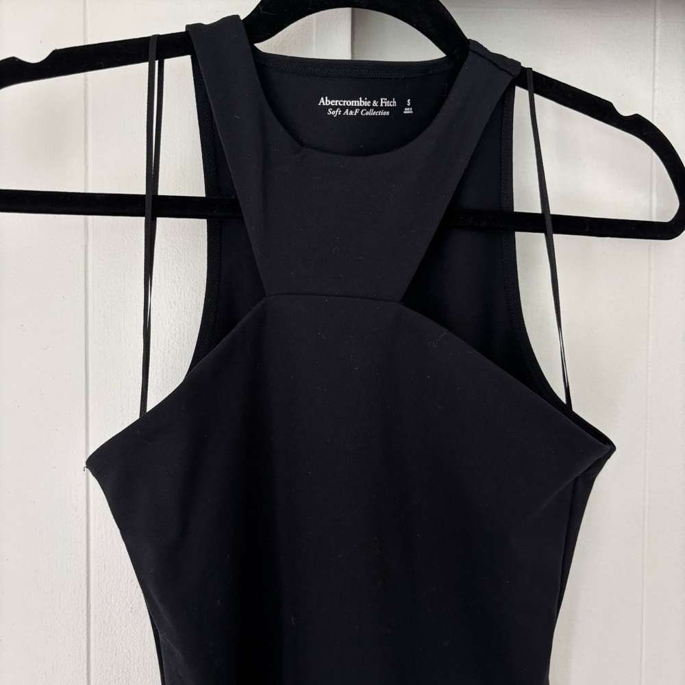 NWOT Abercrombie & Fitch Seamless Fabric High-Neck Black Bodysuit Soft Size S